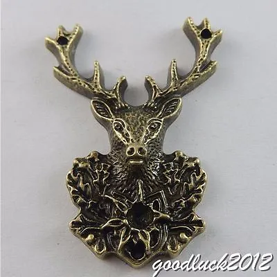 3 Retro Bronze Deer Charm Moose Wapiti Alloy Pendant Animal Jewelry DIY 51*38mm • $3.79