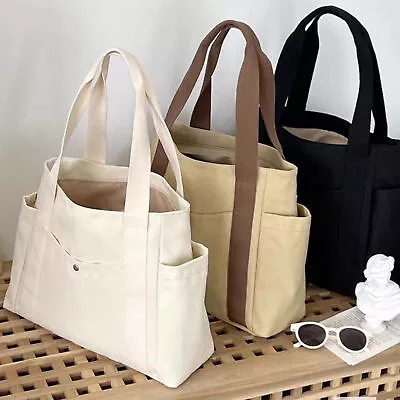 Women's Large Capacity Canvas Tote Bag Handbag Student Shoulder Shopping Bag AU • $14.99