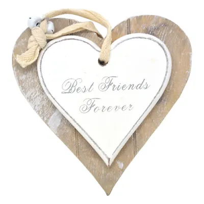 New Wooden Hanging Heart Shaped Best Friends Forever Plaque Home Decor Xmas Gift • £2.95