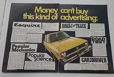 Vintage 1975 VOLKSWAGEN RABBIT Car Print Ad 1970s YELLOW • $10.80