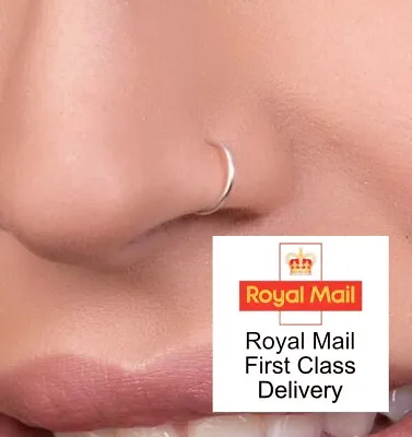£2.99 • Buy 925 Sterling Silver Thin Nose Ring Hoop Small 6mm 8mm 