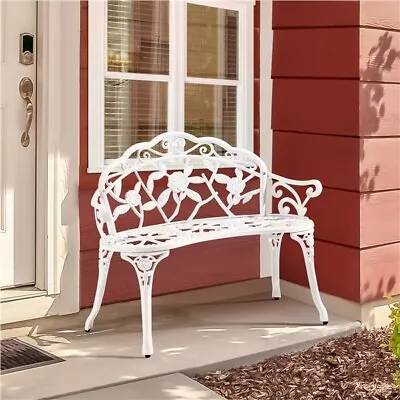 Aluminium Bench Metal Chair Outdoor Seat Garden Loveseat For Porch Lawn Patio • £91.99