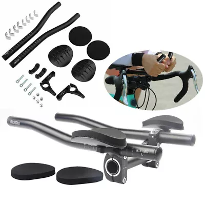 Aluminum Mountain Bike Bicycle Alloy Triathlon Aero Arm Rest Handle Bar Black • $17.90