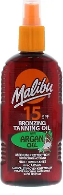 Malibu Sun SPF 15 Bronzing Tanning Argan Oil Spray Tropical Scent 200ml • £7.99