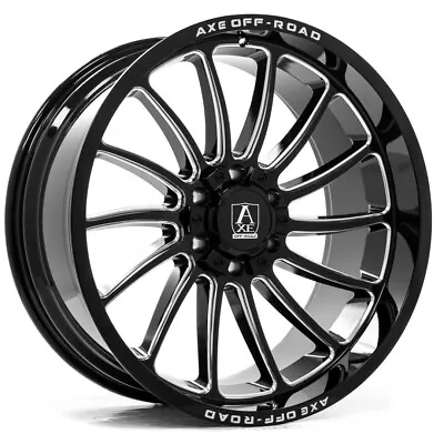 24  Axe Wheels Chronus Gloss Black Milled 24x12 6x135 6x5.5 -44mm Lifted Wheel • $555