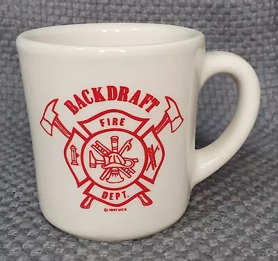 1991 Backdraft Fire Department White Diner Coffee Restaurant Mug Marked USA 8oz  • $12.99
