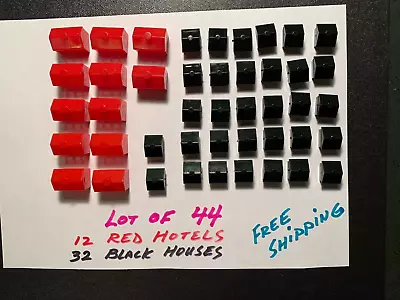 Monopoly HOUSES & HOTELS Red And Black Lot Of 44 FREE SHIPPING • $6.99