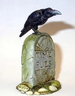 Neil Eyre Designs Halloween Human Skull Black Crow Raven Tombstone Grave Funeral • £50.61