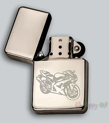 £8.99 • Buy ENGRAVED MOTORBIKES Design In Metal Tin STAR Petrol LIGHTER  Personalised