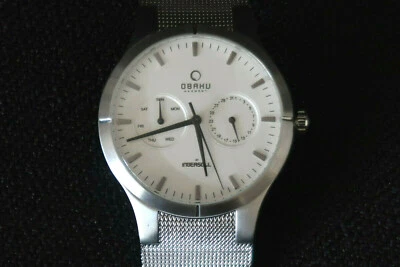 £89.99 • Buy Obaku Harmony Chronograph Wrist Watch Polished Chrome And Stainless Steel Strap