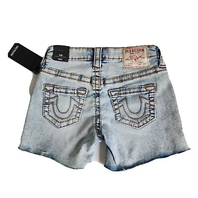 True Religion Women's Jayde Classic Shorts Mid Rise Denim Blue Jean New • $45.09