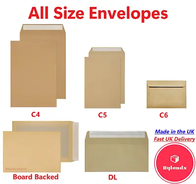 Manilla Brown Envelopes C5/A5 C6/A6 C4/A4 DL Peel And Seal • £1.49