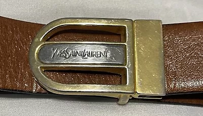 Vintage Yves Saint Laurent YSL Brown Leather Dress Belt • $79.99