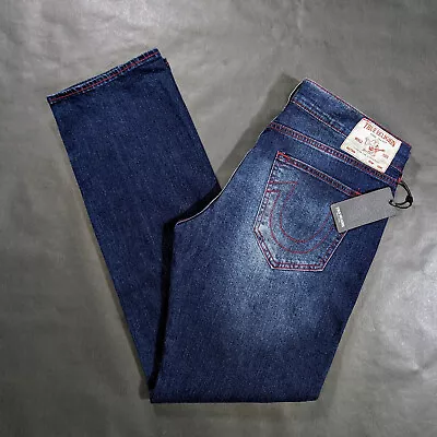 True Religion Ricky SN Relaxed Straight Men's Jeans Size 34 36 38 Dark Wash • $69