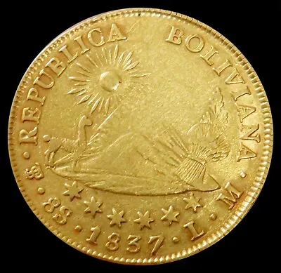 1837 L M Gold Bolivia 8 Escudos Ferdinand Vii Coin Potosi Mint • $2950