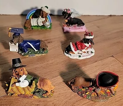 Lot Of 6 Figurines For Danbury Mint Dachshund Dog  Perpetual 12 Month Calendar • $99.99