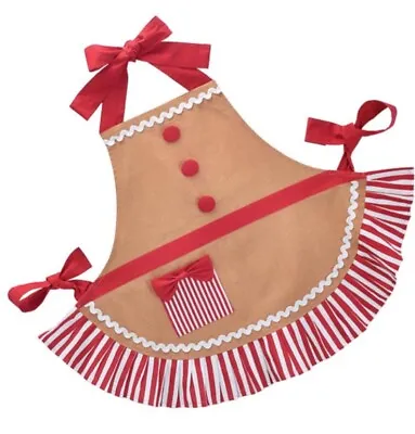 Burton + BURTON Adult GINGERBREAD Man Woman Red Ruffle Bow Christmas APRON • $39