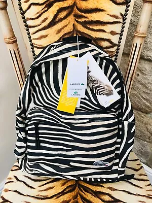 New Lacoste National Geographic Zebra Animal Print Backpack • £65