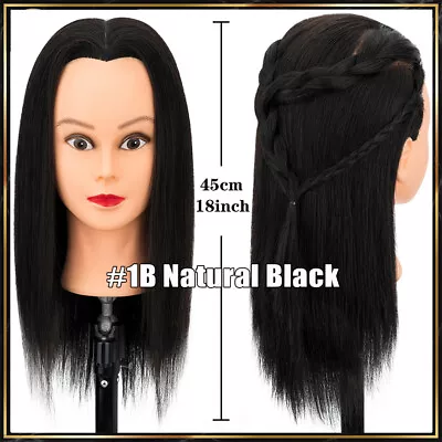 Black 100% Human Hair Mannequin Head Hairdresser Cosmetology Training Practice • $43.65