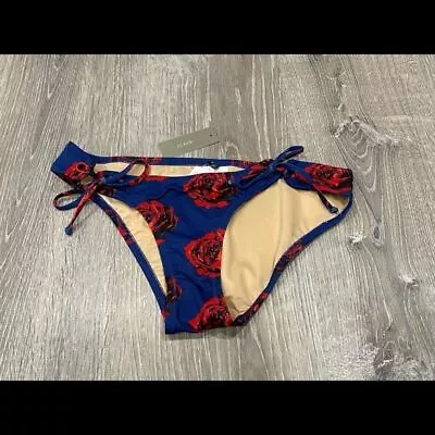 New J Crew Swim Bottoms XS Roses Blue Red C4 • $8