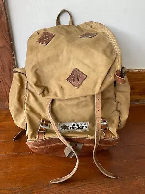 Vintage Alpine Designs Boulder Co Tear Drop Tan Brown Backpack 1970s Distressed • $80
