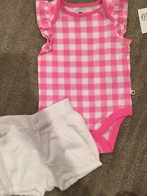 3 6 M BABY Gap Gymboree 2pc Pink Plaid Bodysuit White Bubble Shorts Girl NWT  • $8.99