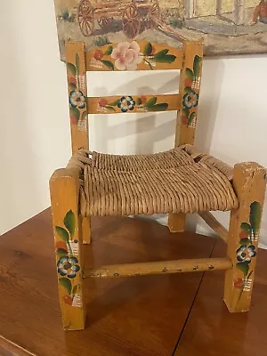 Vintage Mexican Child's Chair - Hand Painted Folk Art - • $39.50