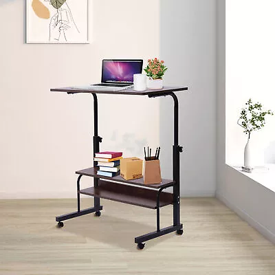 Portable Rolling Laptop Desk Adjustable Home Office Mobile Computer Table Stand  • $48