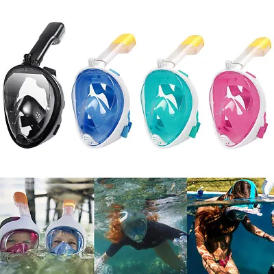 $30.99 • Buy Adult Kids Full Face Snorkel Masks Diving Goggle Snorkeling Set For GoPro Swim