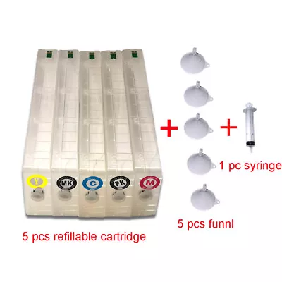 5 Pc Empty Refillable Cartridge With Resettable Chips For Epson Stylus 9700 7700 • $168