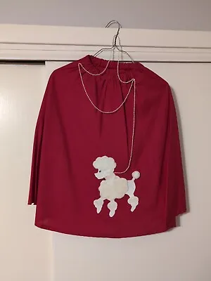 Vintage 1950's Red Poodle Skirt Handmade White Poodle With Leash Full Skirt • $59.95