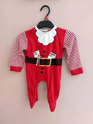 Unisex Baby Santa Suit Christmas Outfit Size 6-9 Months. Red All In One • £1.99