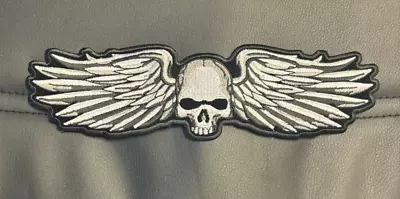 Large Skull With Wings Back Biker Patch Iron On 11x3 Inch • $9.99