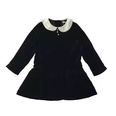 Rachel Riley London Dress Age 10 Black Velvet Silk Blend Drop Waist Collared Lon • £20