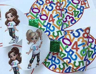 Numbers Day Girls 4 Inch Printed Canvas Fabric Bow Loops To Make Hair Bows • £1.65