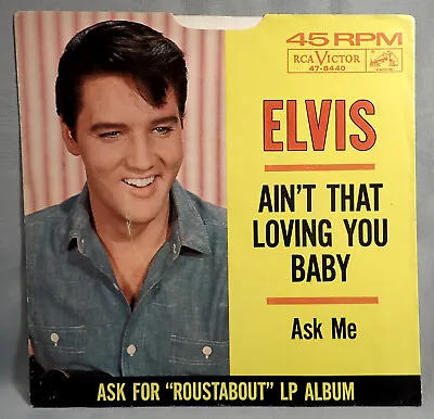 60's 45 Rpm PICTURE SLEEVE (no Record) Elvis Presley  Ain't That Loving You Baby • $19