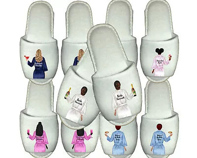 Personalised Bridal Party Spa Slippers Wedding Team Bride Bridesmaid Gowns Robes • £6.49