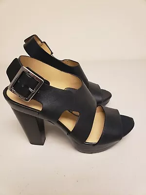 Michael Kors Black Platform Heel Strappy High Heel Shoes Sandals Women's 7.5 • $37.94