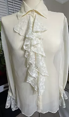 $20 • Buy Shape FX 100% Silk Blouse W/Lace Cream Color Size Medium