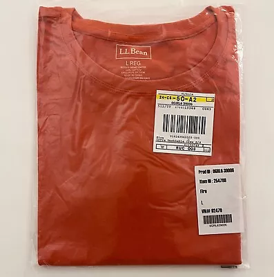 L.L.BEAN “Fire” Red Short Sleeve T-Shirt Misses Lg REG Crewneck Tee - NWT • $24