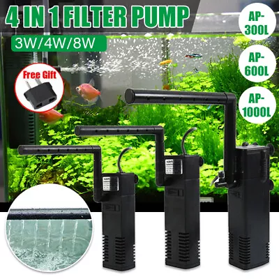 ECO 4 In 1 Fish Tank Aquarium Submersible Water Power Filter Pump /Carbon Cube • $19.22