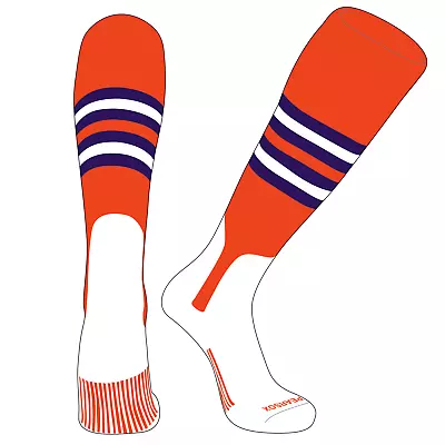 PEAR SOX OTC Baseball Softball Stirrup Socks (F 7in) Orange Purple White • $15.99