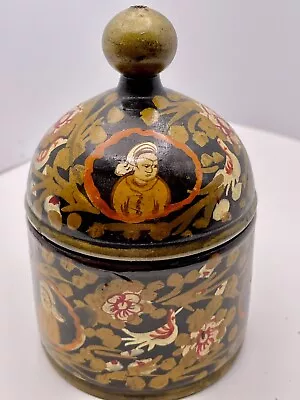 Trinket Box VINTAG ASIAN LACQUERED WOODEN HANDPAINTED LIDDED Gift • $16.99