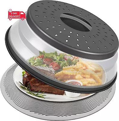 10 Inch Microwave Food Cover & Collapsible Silicone Mat - Splatter Guard Plate • $19.09