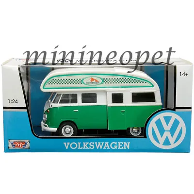 Motormax Volkswagen Vw Type 2 T1 Camper Van 1/24 Diecast Model Car Green 79592 • $20.90