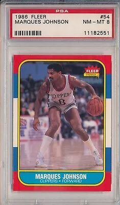 1986-87 Fleer #54 Marques Johnson - Psa 8 Nm-mt (svsc) Centered! • $39.99