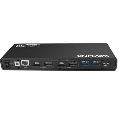 WAVLINK USB C 5K Dual 4K Docking Station 2×HDMI DisplayPort  6×USB 3.0 Audio Mic • £74.99