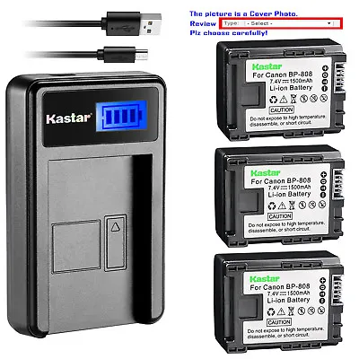 Kastar Battery LCD Charger For Canon BP-808 & Canon VIXIA HF S10 VIXIA HF S11 • $23.49