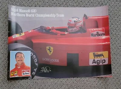 Nigel Mansel Ferrari F1 Marlboro AGIP Poster • $29