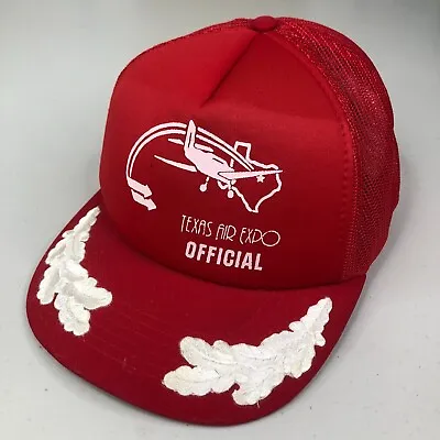 Vintage Texas Air Expo Official Hat Cap Snap Back Red Scrambled Egg Pilot Planes • $14.99